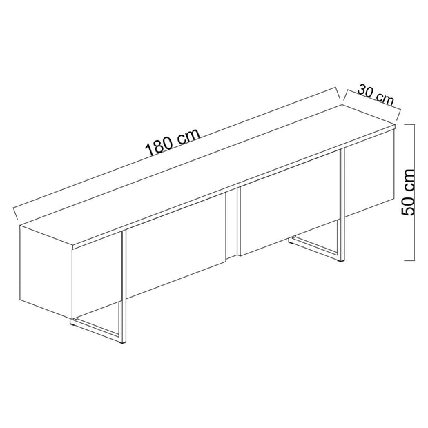 Comoda TV din pal si metal, cu 2 usi, Luxe Alb / Auriu, l180xA30xH50 cm (6)