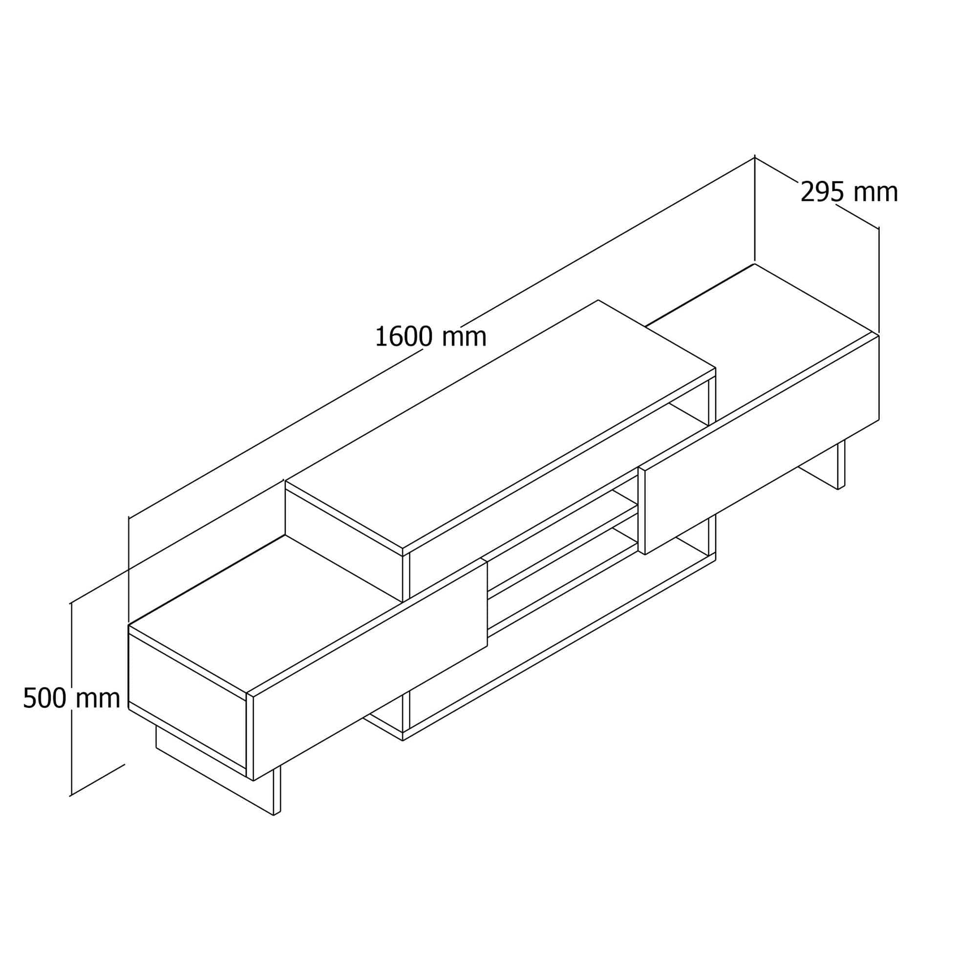 Comoda TV din pal si metal, cu 2 usi, Ozde Alb, l160xA30xH48,5 cm (3)