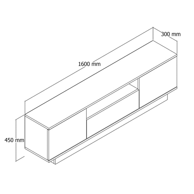 Comoda TV din pal si metal, cu 3 usi, Stand Nuc / Alb, l160xA30xH45 cm (3)