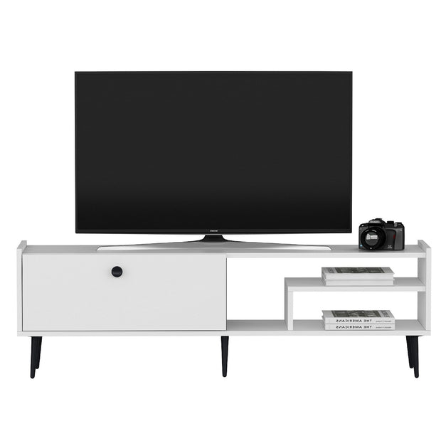 Comoda TV din pal si plastic, cu 1 usa, Rio Alb, l150xA35xH46 cm (1)