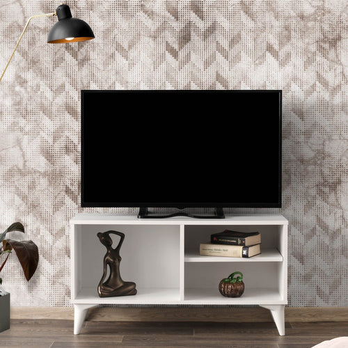 Comoda TV din pal, Zisino Alb, l100xA35xH54 cm - SomProduct Romania
