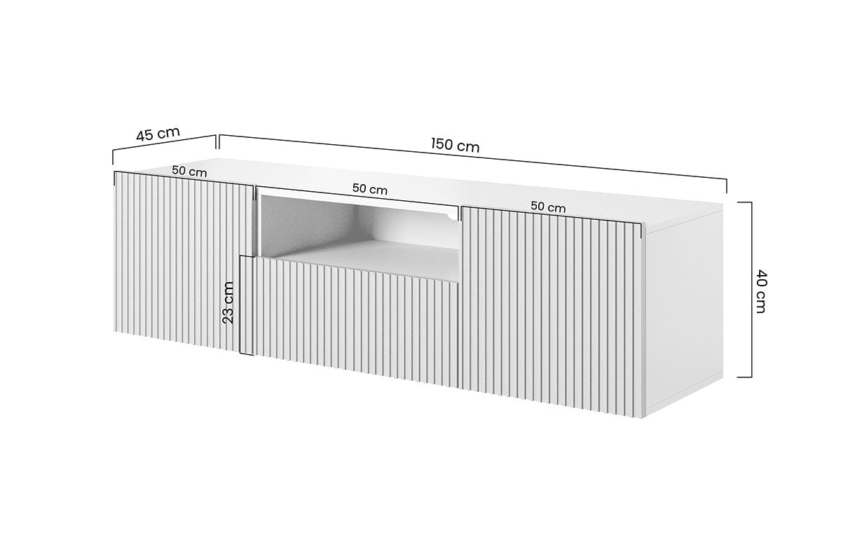 Comoda TV suspendata din pal si MDF, cu 1 sertar si 2 usi, Nicole RTV 150-2D1SZ, l150xA45xH40 cm (3)