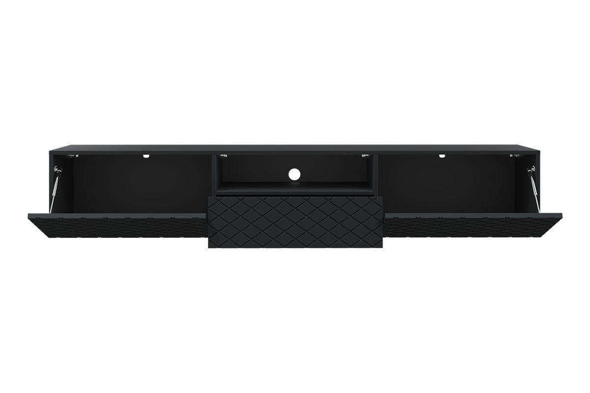 Bogart Comoda TV suspendata din pal si MDF, cu 1 sertar si 2 usi, Scalia 190-2K1SZ Negru, l190xA42xH34 cm