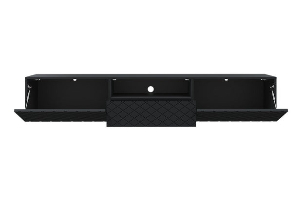 Bogart Comoda TV suspendata din pal si MDF, cu 1 sertar si 2 usi, Scalia 190-2K1SZ Negru, l190xA42xH34 cm