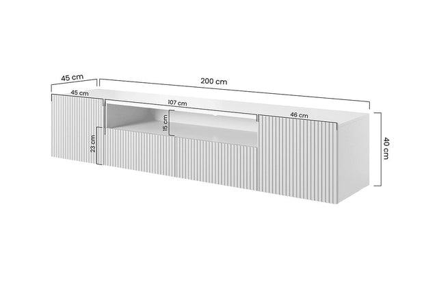 Comoda TV suspendata din pal si MDF, cu 2 sertare si 2 usi, Nicole Large RTV 200-2D2SZ, l200xA45xH40 cm (3)