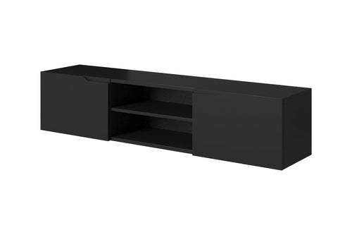 Bogart Comoda TV suspendata din pal si MDF, cu 2 usi, Loftia Mini 160-2K Negru, l160xA37xH36 cm