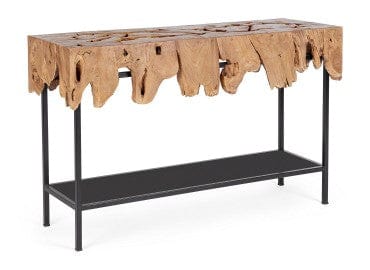 Consola din lemn de tec si metal, Grenada Natural / Negru, l120xA40xH77 cm (5)