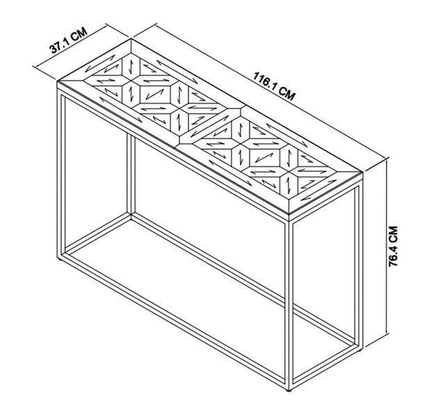 Consola din lemn si metal, Indus Stejar, l116xA37xH76,5 cm (1)