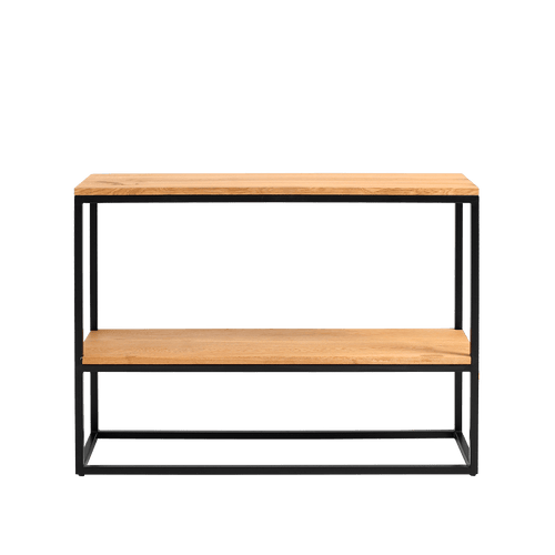 Consola din MDF si metal, Julita 75-2F Stejar / Negru, l100xA30xH75 cm