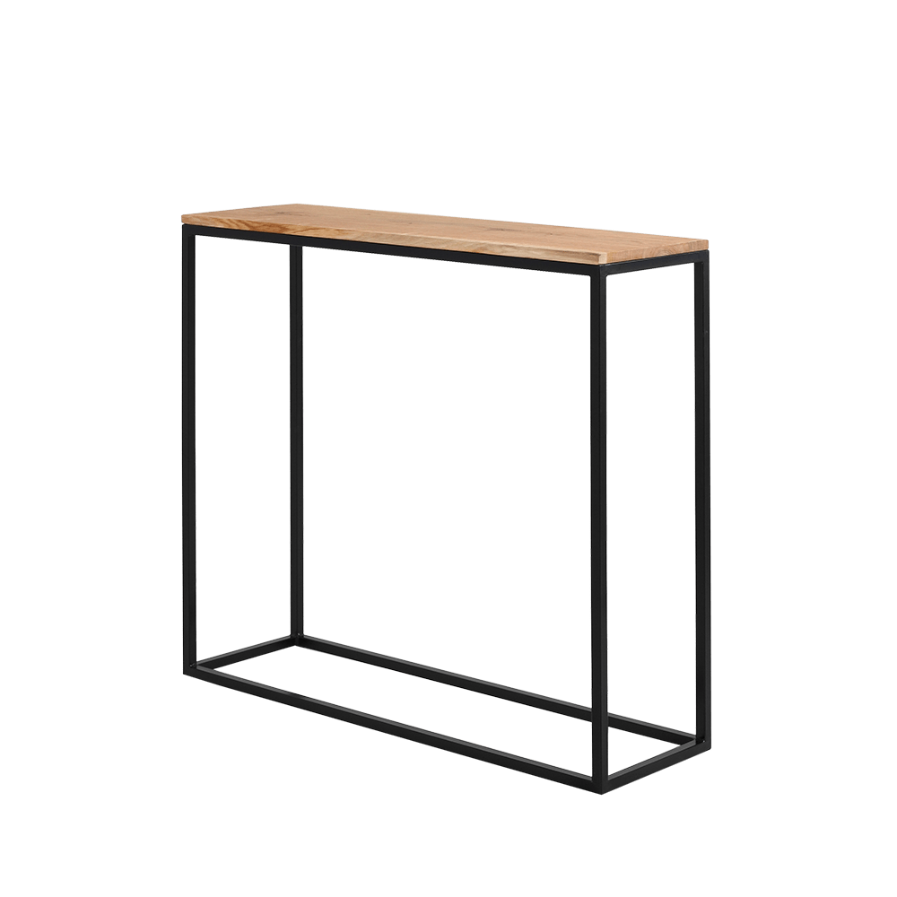 Consola din MDF si metal, Julita 92-1F Stejar / Negru, l100xA30xH92 cm