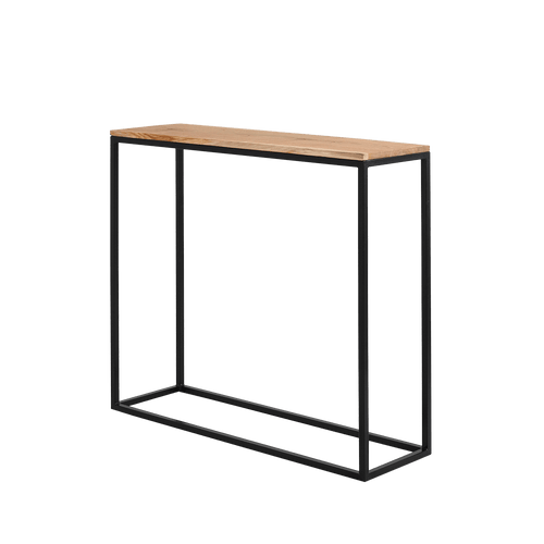 Consola din MDF si metal, Julita 92-1F Stejar / Negru, l100xA30xH92 cm