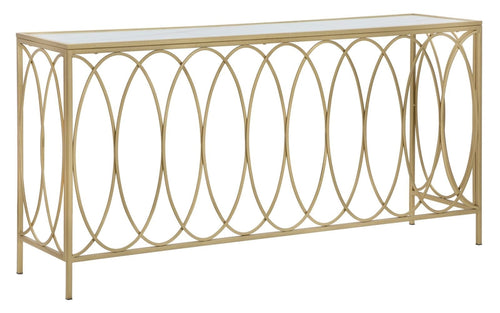 Consola din metal si sticla Arc Marmura / Auriu, l160xA40xH79 cm