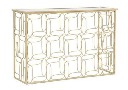 Consola din metal si sticla, Bubbles Auriu, l120xA40xH81 cm