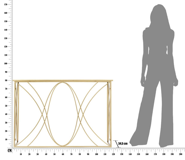 Consola din metal si sticla Exy Auriu, l120xA40xH80 cm (6)