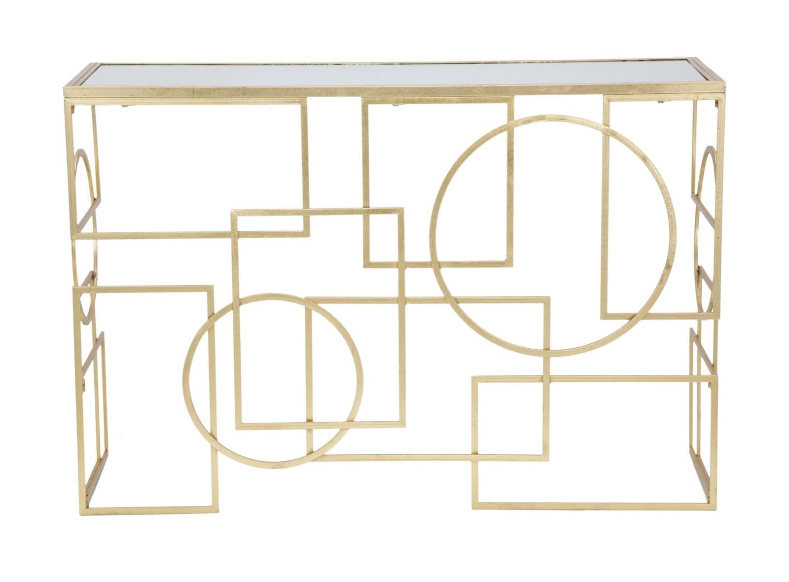 Consola din metal si sticla Marie Auriu, l120xA41xH81 cm (1)