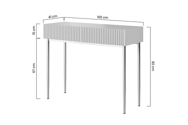 Consola din pal, MDF si metal, cu 2 sertare, Nicole 100-2SZ Negru, l100xA41xH82 cm (12)