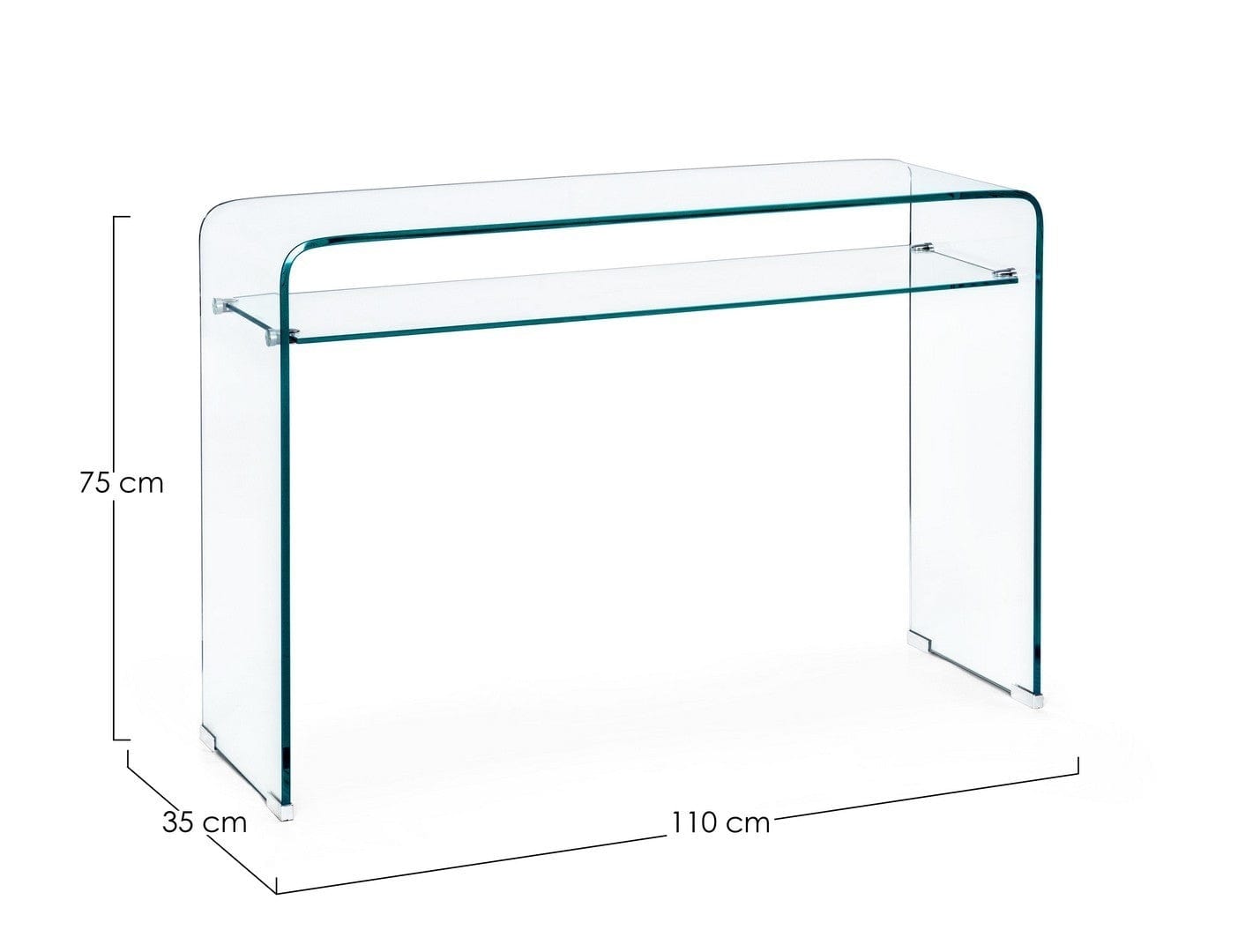 Consola din sticla, Iride II Transparent, l110xA35xH75 cm (5)