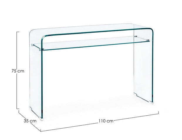 Consola din sticla, Iride II Transparent, l110xA35xH75 cm (5)