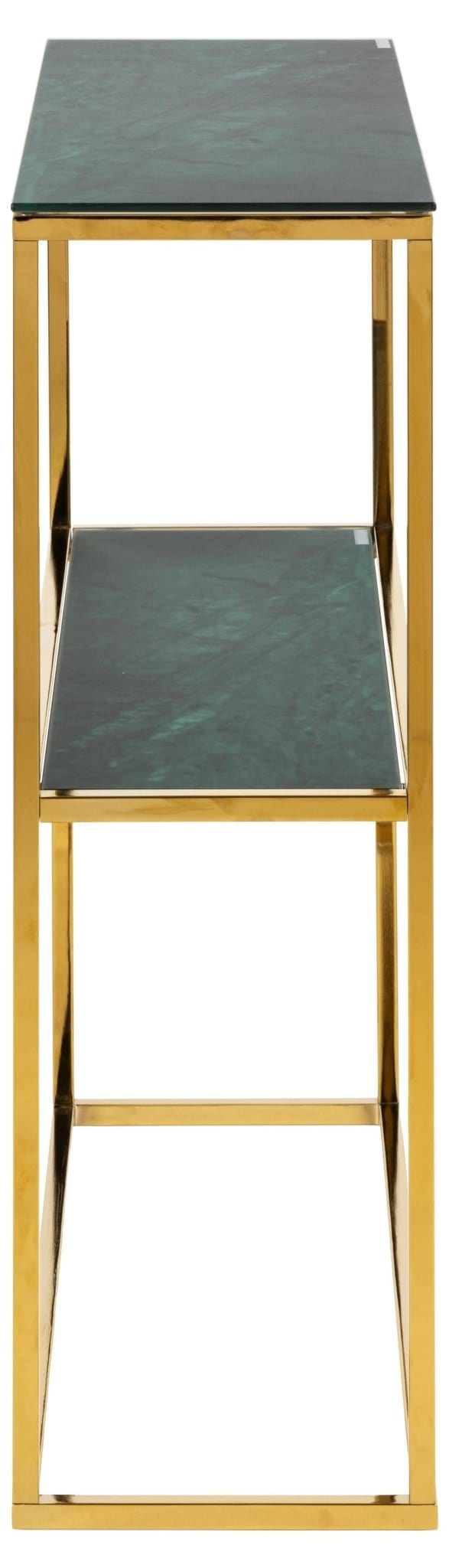 Actona Consola din sticla si metal, Alisma Verde Inchis / Auriu, l79,5xA26xH80,5 cm