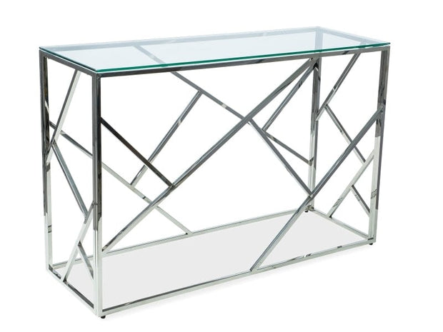 Consola din sticla si metal, Estacio C Transparent / Crom, l120xA40xH78 cm