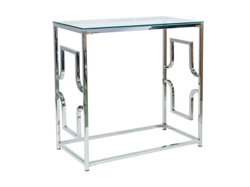 Consola din sticla si metal, Venturo C Transparent / Crom, l80xA40xH78 cm