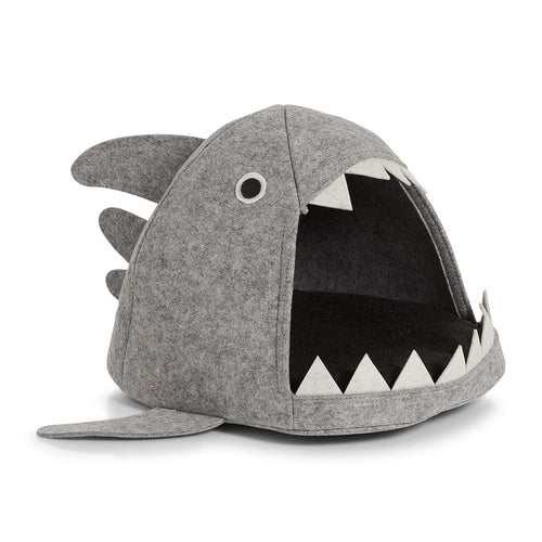 Cort de joaca pentru pisici, din pasla, Shark Cat Gri Deschis, L45xl38xH34 cm