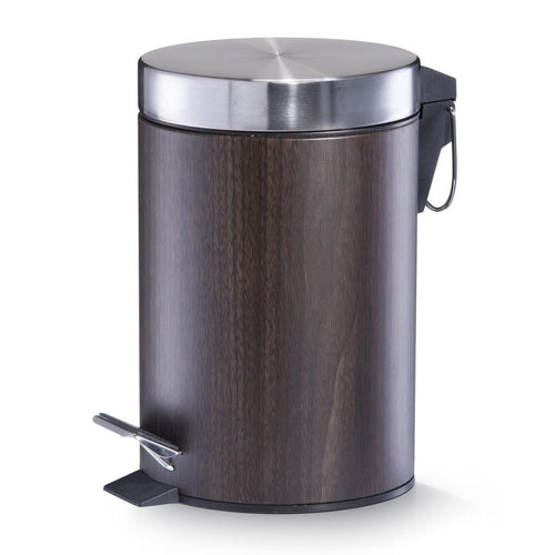 Cos de gunoi cu pedala pentru baie, Metal, Walnut Optic, 3L