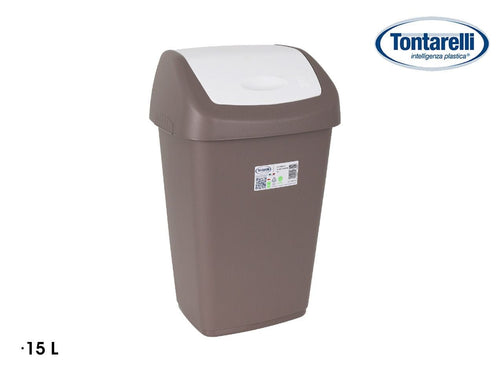 Inde Soler Hispania Cos de gunoi din plastic, Aurora Cappuccino / Alb, 15L, l28,5xA22,5xH47 cm