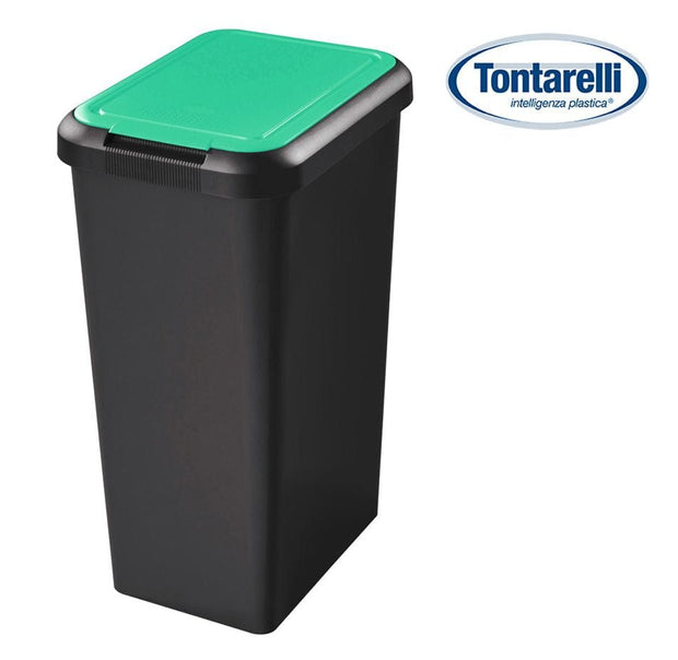 Inde Soler Hispania Cos de gunoi din plastic, Tapa Negru / Verde, 45L, l39,2xA29,2xH59,6 cm