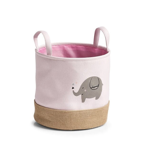 Cos depozitare cu manere, pentru copii, Elephant Large Roz, Ø30xH29 cm