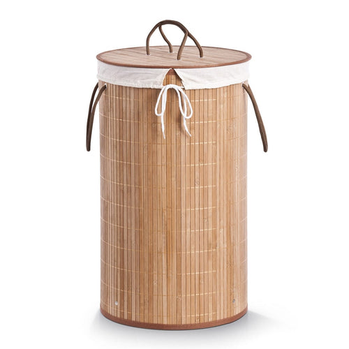 Cos pentru rufe cu capac Cotton, Natural Bamboo, Ø 35xH60 cm