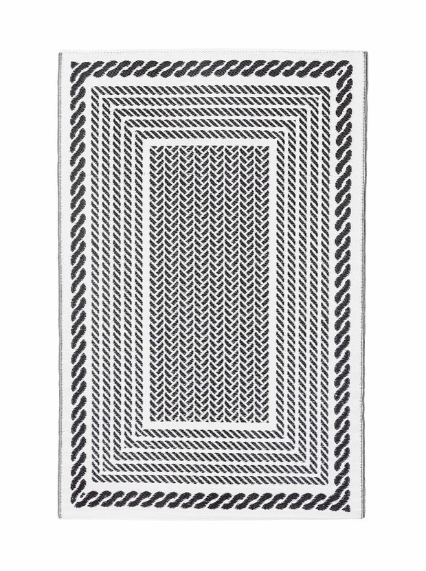 Covor de exterior, Kashan Rectangle Alb / Negru & BIZZZT-RUG-KASHAN-RECTANGLE-WHITE-BLACK