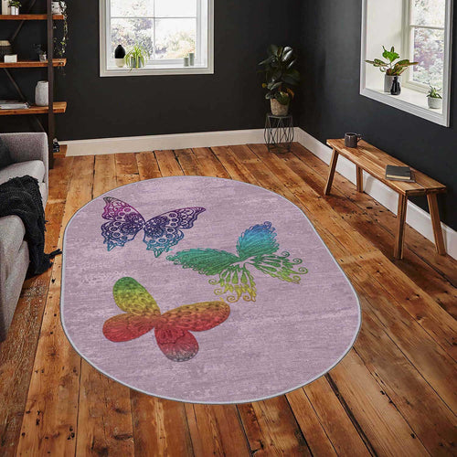 Covor din poliester, Butterfly Oval 2258 Multicolor