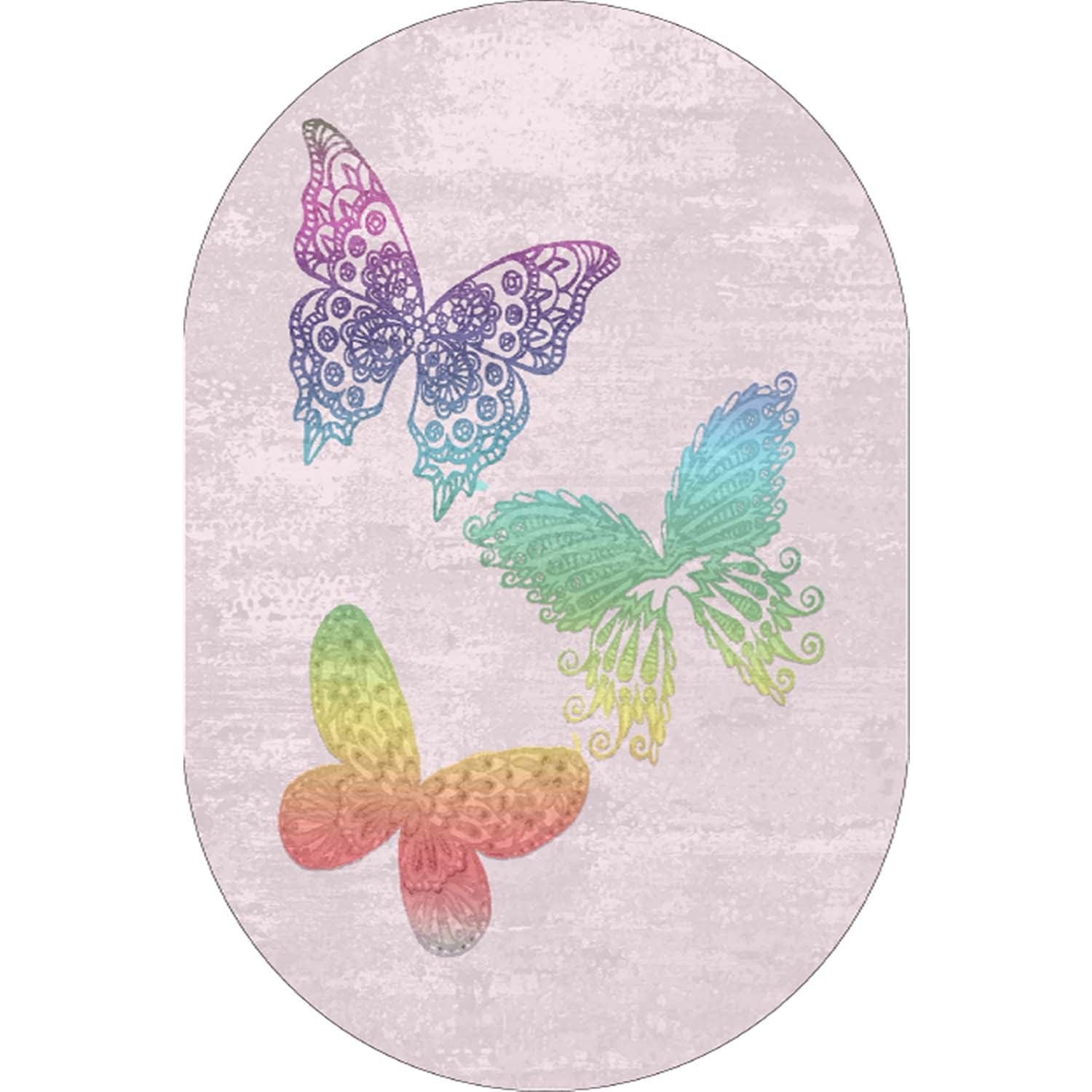 Covor din poliester, Butterfly Oval 2258 Multicolor (1)