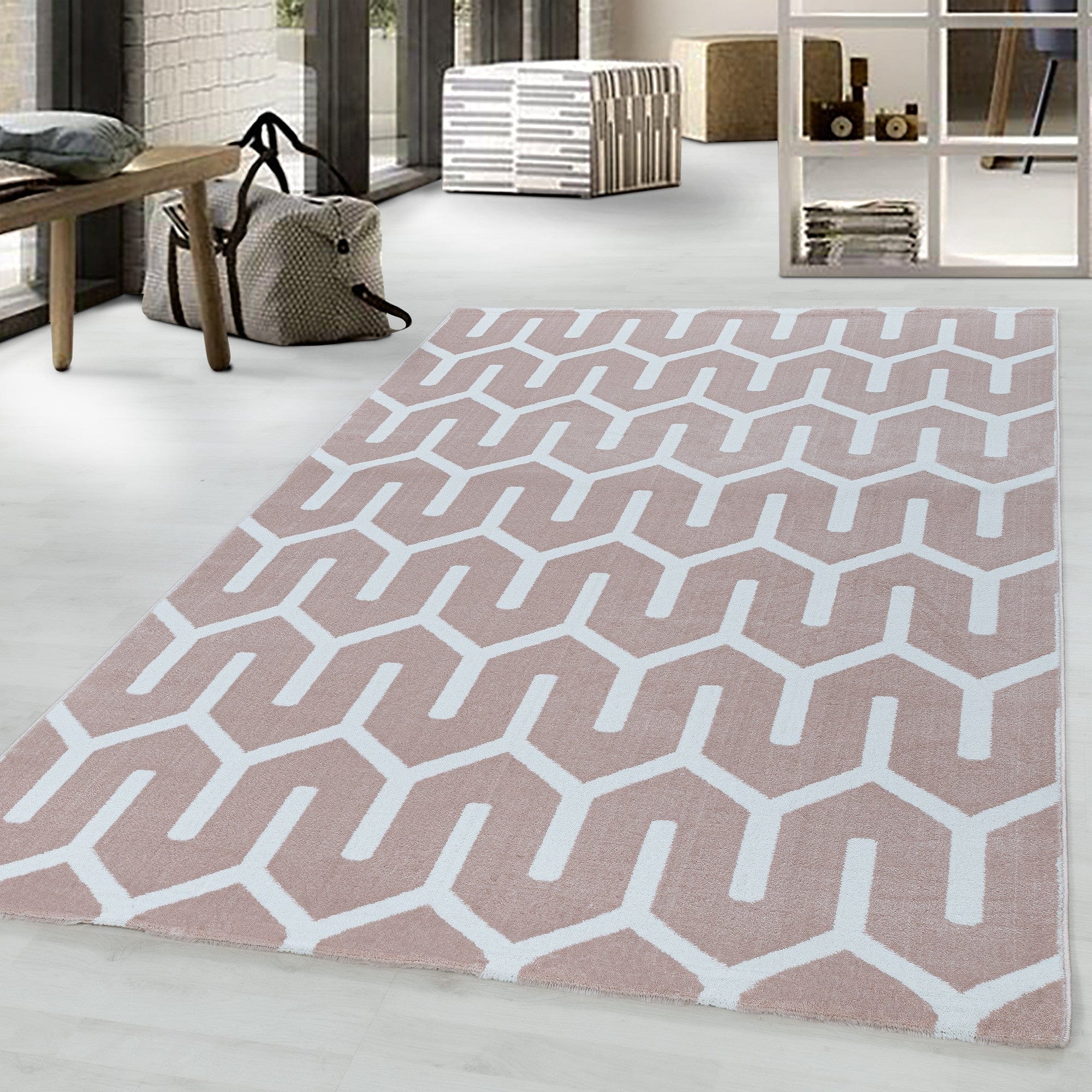 Ayyildiz Teppiche Covor din PP Costa 3524 Geometric Roz