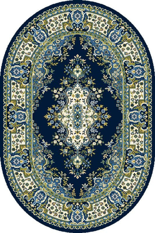 Agnella 170 x 120 cm Covor Fatima Navy Blue Oval, Wilton