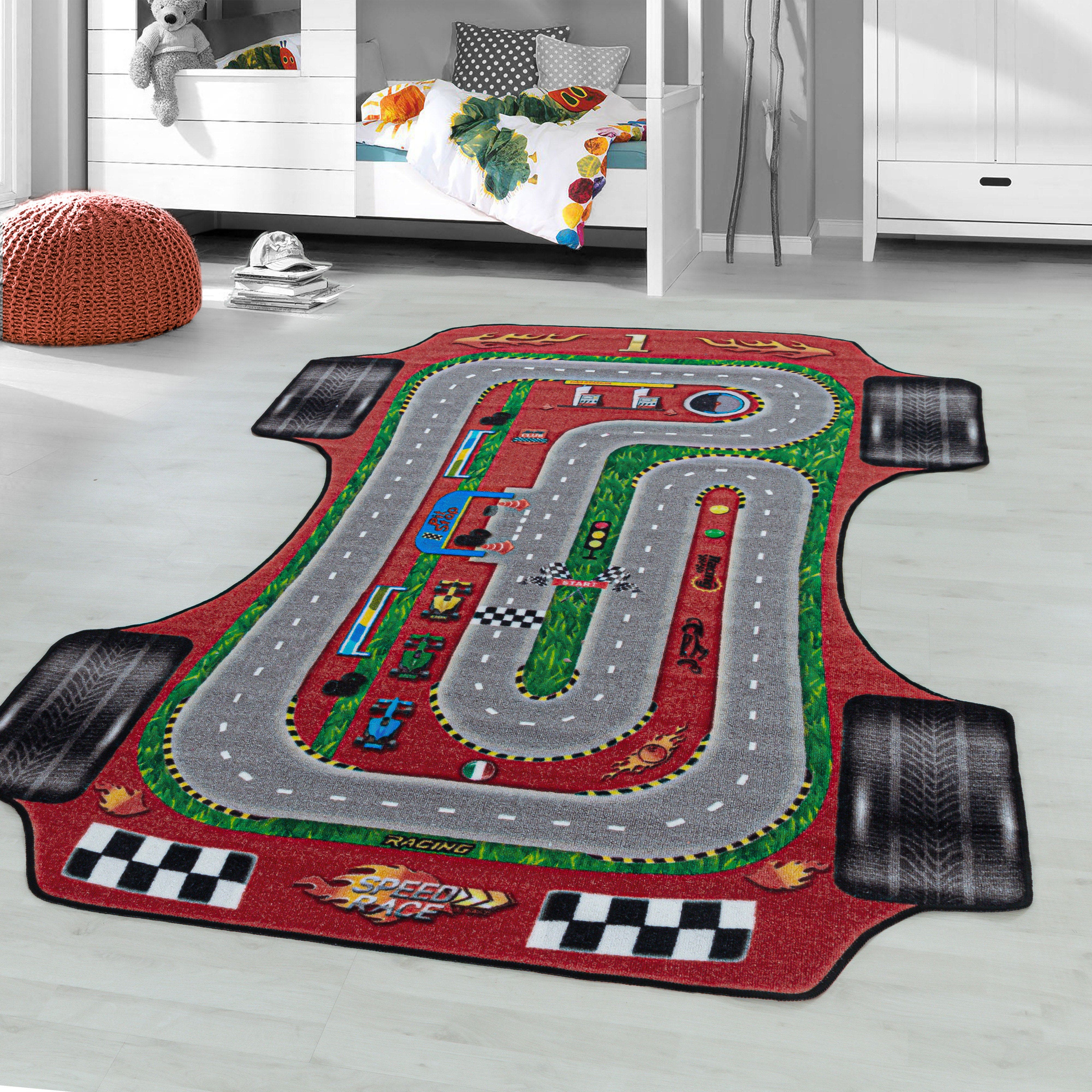 Covor pentru copii din poliamida Play 2907 Racetrack Rosu (1)