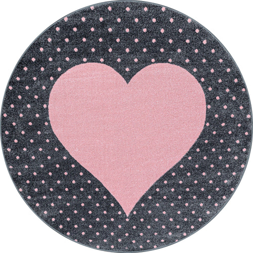 Covor pentru copii din PP Bambi 0830 Round Heart Roz & AYYTPCH-BAMBI0830PINK-ROUND