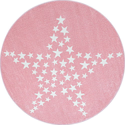 Covor pentru copii din PP Bambi 0870 Round Stars Roz & AYYTPCH-BAMBI0870PINK-ROUND