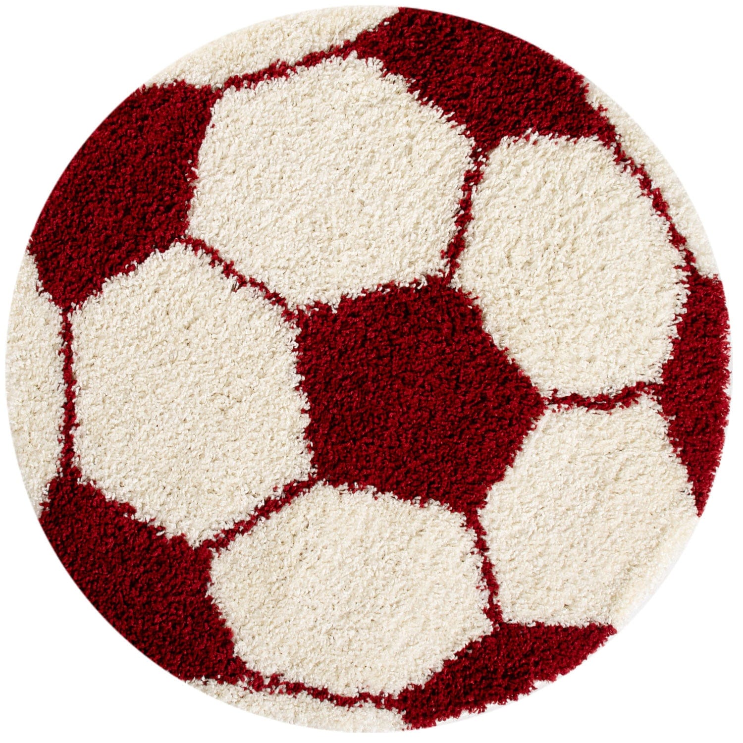 Covor pentru copii din PP Fun 6001 Round Football Rosu & AYYTPCH-FUN6001RED-ROUND