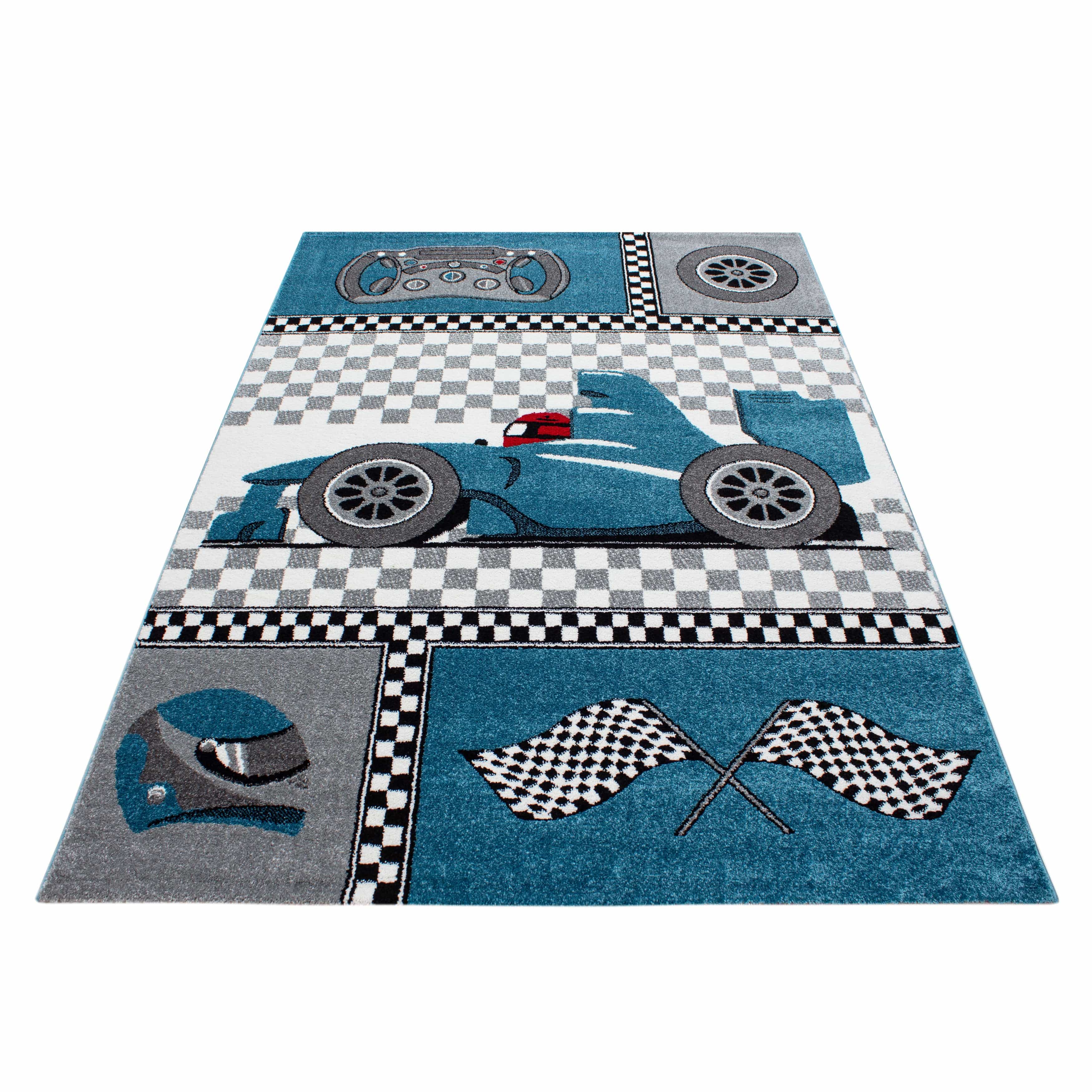 Covor pentru copii din PP Kids 0460 Racetrack Albastru (2)