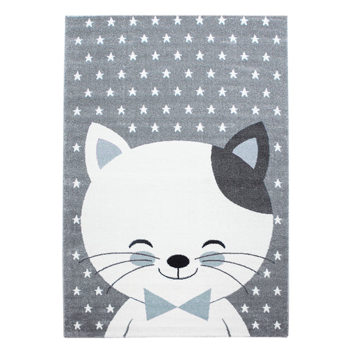 Covor pentru copii din PP Kids 0550 Cute Cat Albastru & AYYTPCH-KIDS0550BLUE & AYYTPCH-KIDS0550BLUE