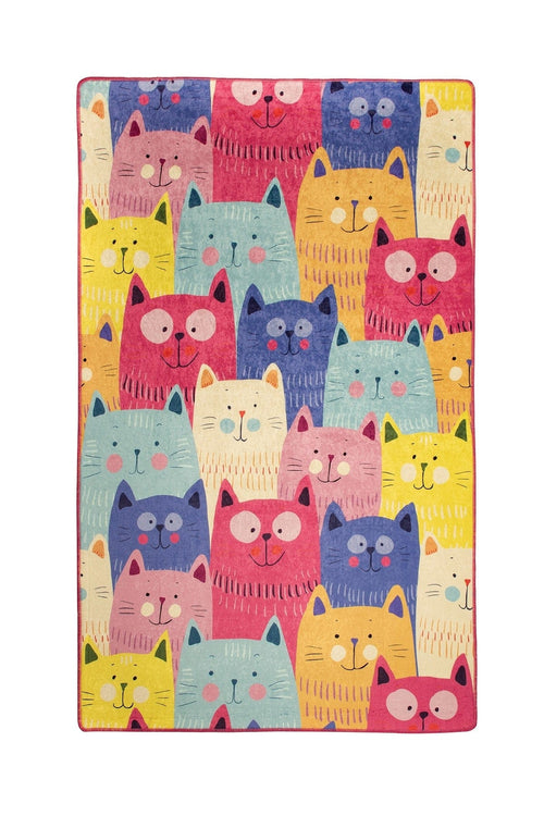 Asir 100 x 160 cm Covor pentru copii Colorful Cats Multicolor