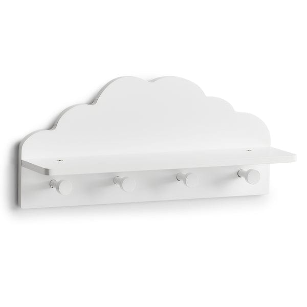 Cuier cu etajera din MDF, pentru copii, Cloud Alb, l48xA12xH22 cm