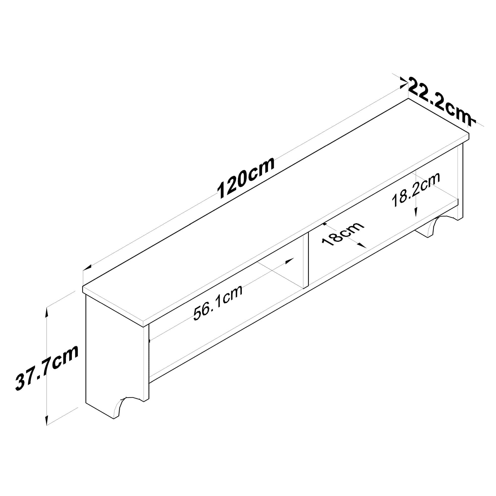 Cuier cu etajera din pal, P2 2460 Alb / Nuc, l120xA22,2xH37,2 cm (9)