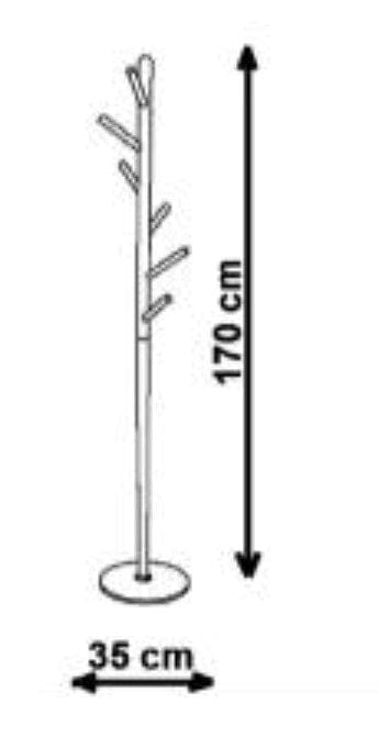 Cuier din lemn si metal, Wes53 Alb / Fag, Ø35xH170 cm (1)