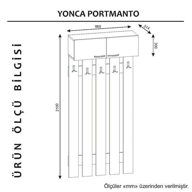 Cuier din pal, cu 2 usi, Yonca Alb, l96xA31,4xH210 cm (5)