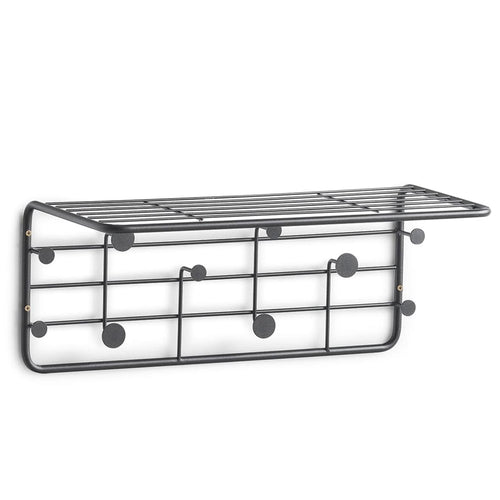 Cuier metalic cu etajera, Rack Negru, l51,4xA24xH21 cm