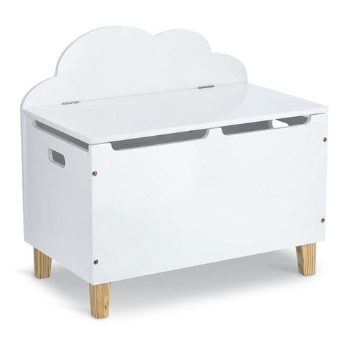 Cutie depozitare jucarii, din lemn si MDF, Cloud Lid Alb / Natural, l60xA34,5xH56 cm