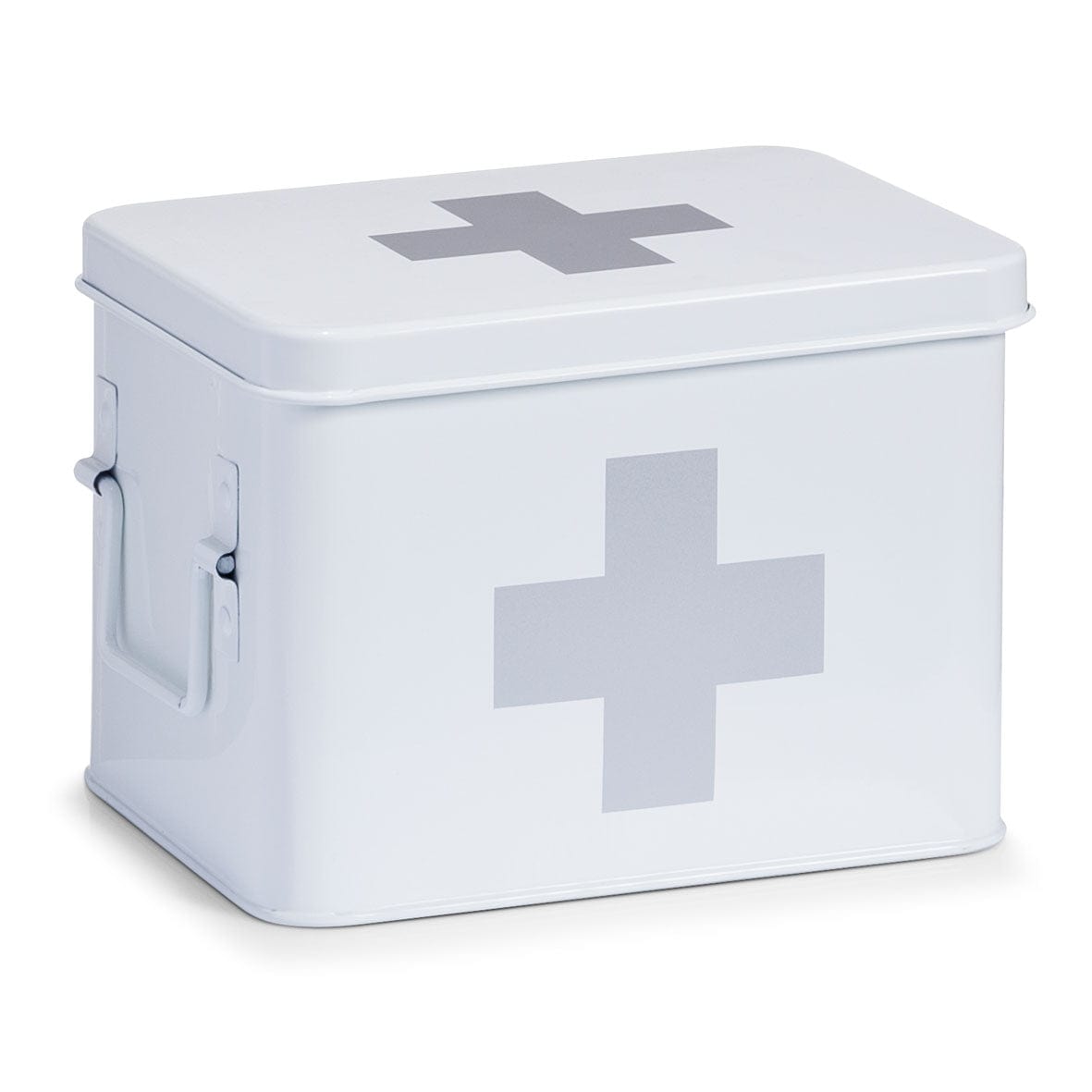 Cutie pentru depozitarea medicamentelor, 4 compartimente, Metal White, l21,5xA16xH16 cm